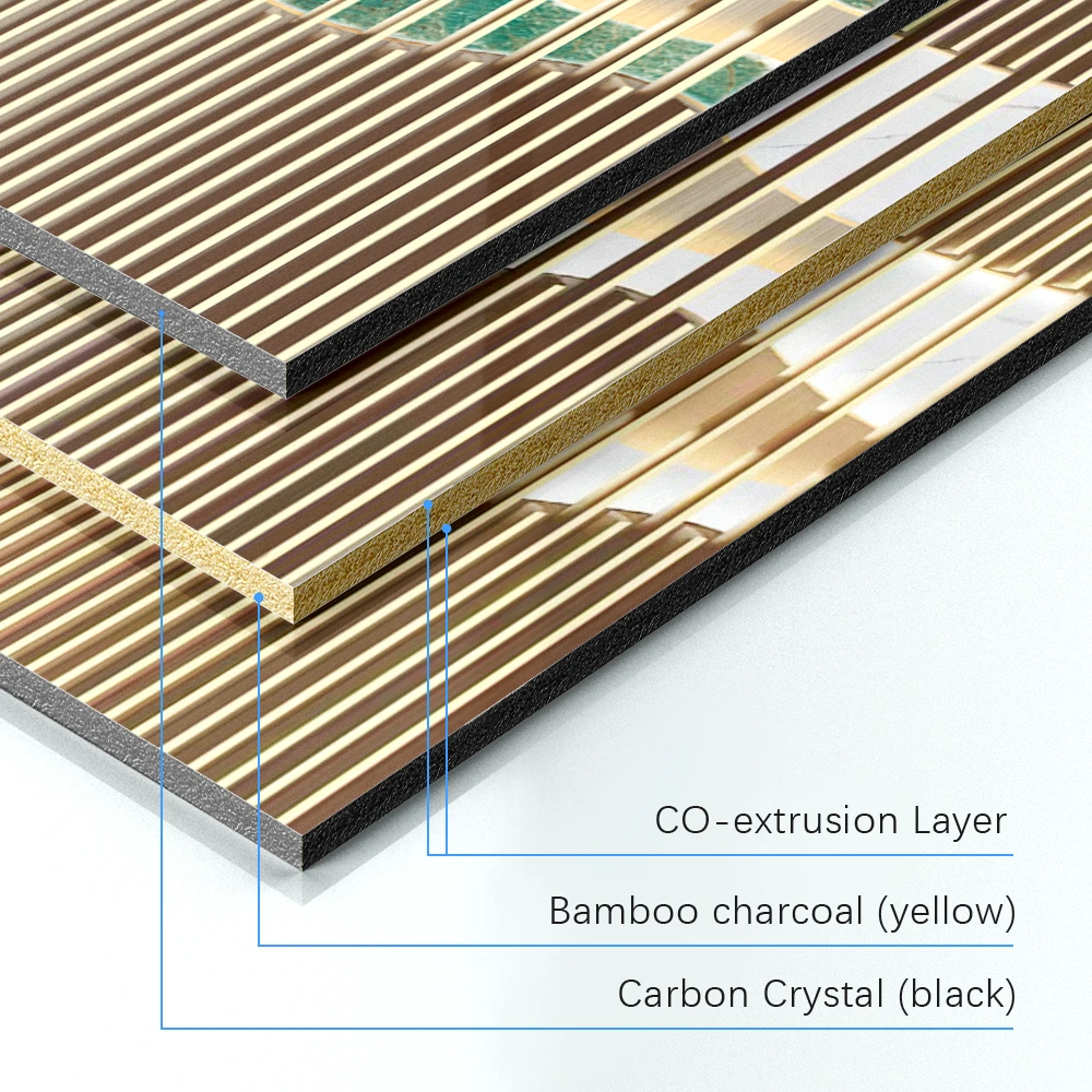 Moisture-proof PVC Wall Panels - New Bamboo Charcoal Wood Grain Texture for Indoor Use