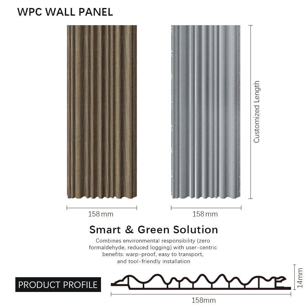 Factory Price Eco-Friendly House Wooden Design WPC Wall Panel for Interior Decoration