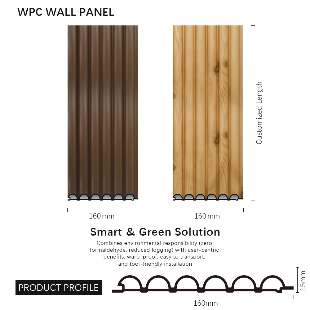 Modern Gold Inlay Marble Texture Fluted WPC Wall Panel Waterproof Eco-Friendly Outdoor Interior Decorative Slat TV Background