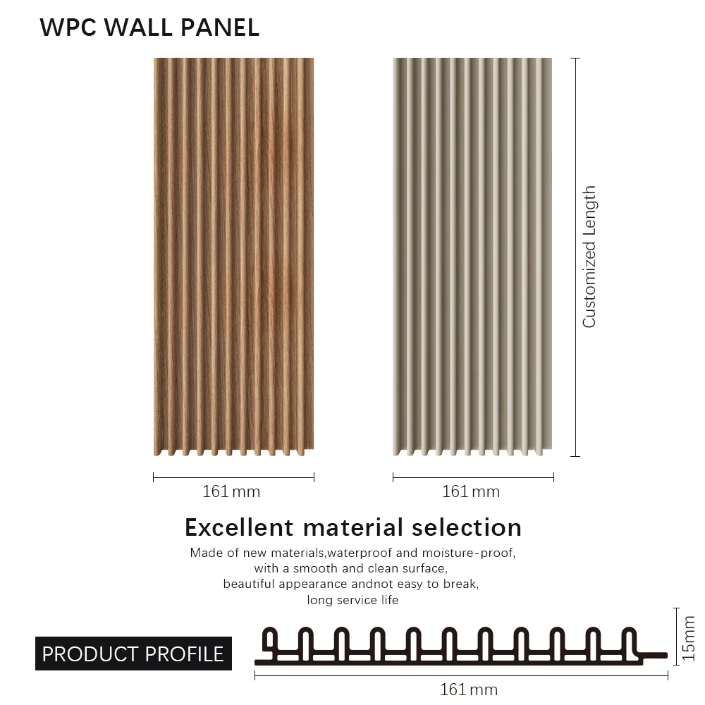 Waterproof Moisture-Proof Bamboo WPC Fluted Wall Panel for Indoor TV Wall Decoration