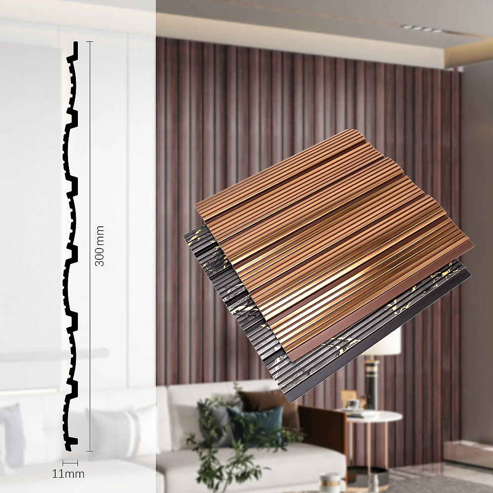 Interior Decoration 3D Batten Wall Panel Board Groove Decor Wooden PS Wall Panel