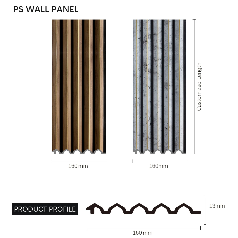 Decorative Modern PS Wall Panel Polymer Foam Wood Alternative Plastic Design Durable Lightweight for Interior Walls